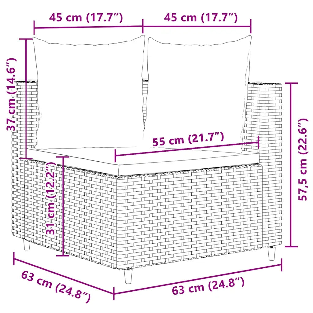 Set Divani da Giardino 7 pz con Cuscini Marrone in Polyrattan 3308438