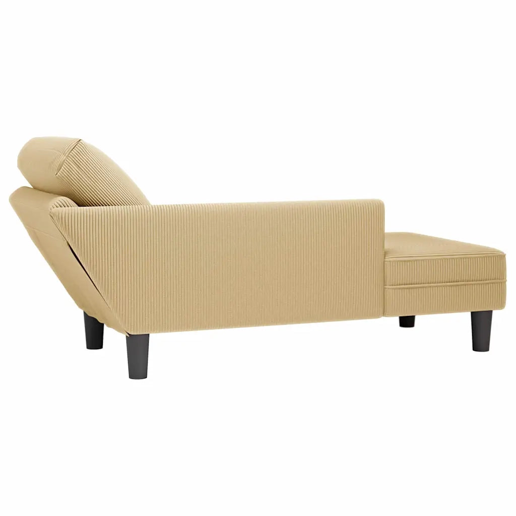 Sdraio con Cuscino Destro Velluto a Coste Grigio Verde Chiaro 4009819