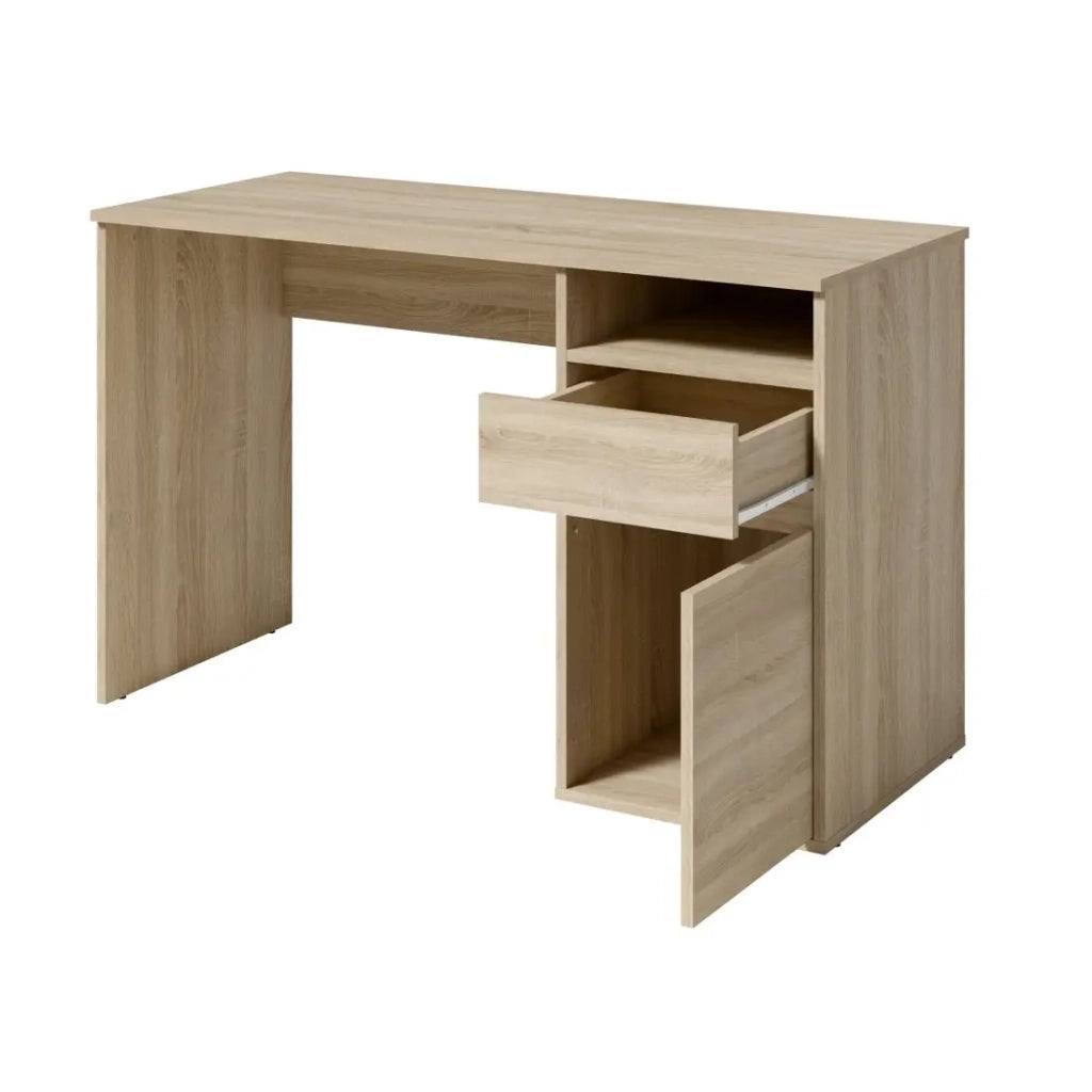 Scrivania BILOU in rovere Sonoma - 1 cassetto, 1 porta e 2 vani - Stile legno chiaro e design pratico