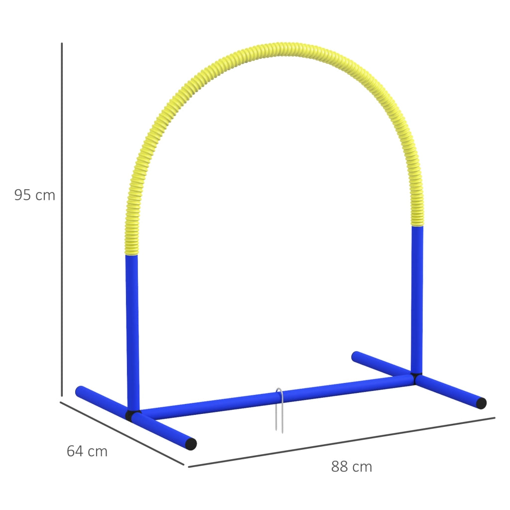 Set Agility Dog con 4 Archi Componibili e Borsa da Trasporto Blu e Giallo