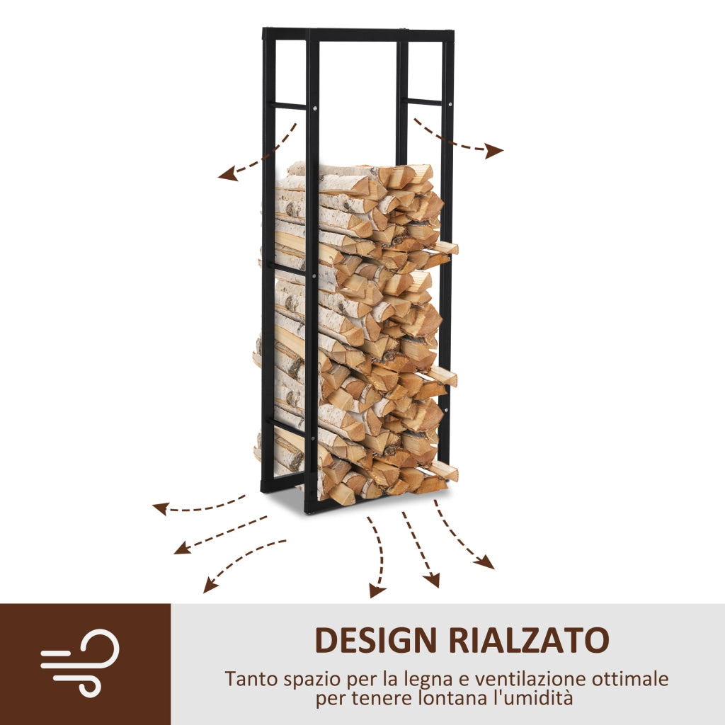 Porta Legna Verticale ¨C Minimal ¨C Nero, Metallo, 60x25x150 cm