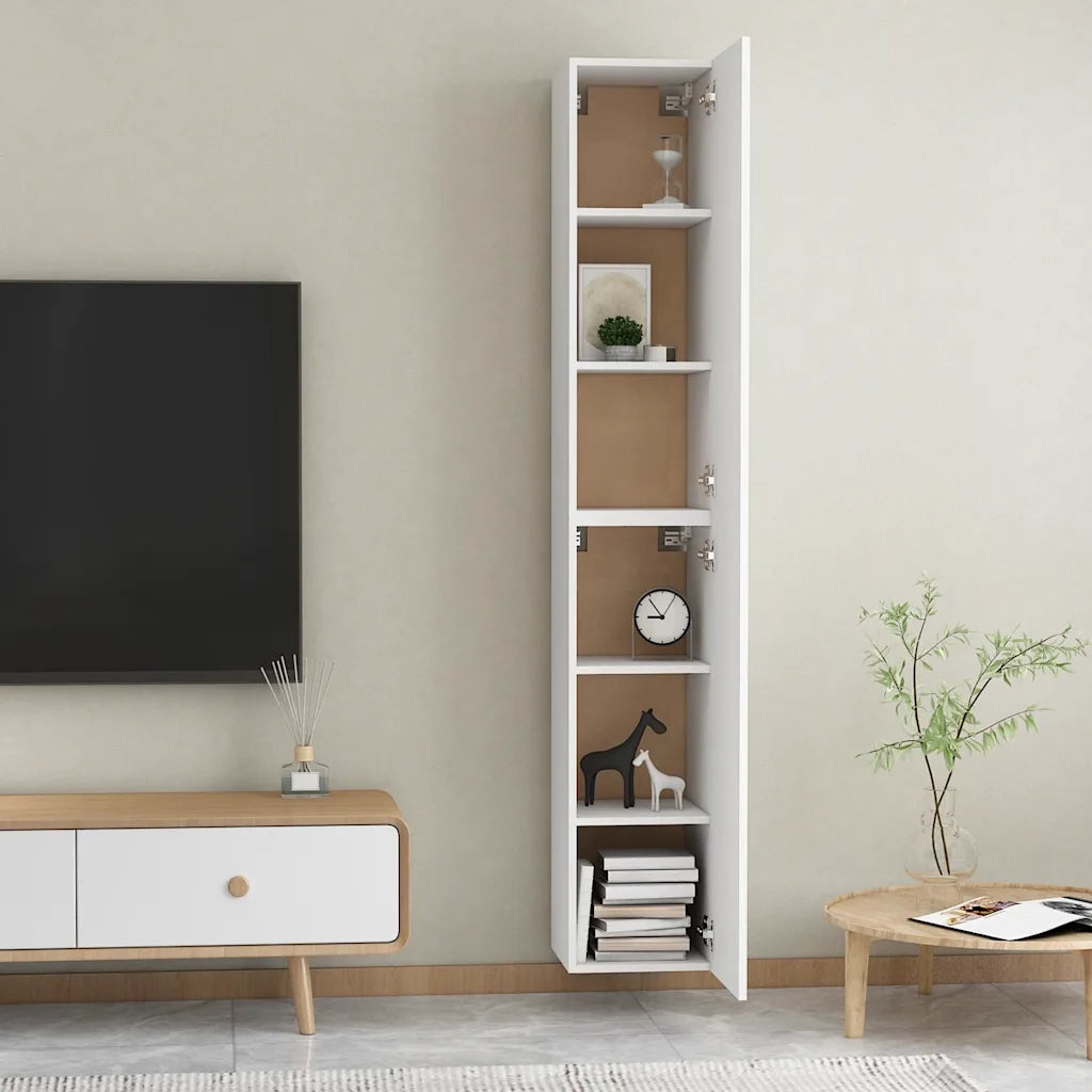 Mobili Porta TV 2pz | Armadietto TV | Mobile Porta TV Bianchi 30,5x30x90 cm in Legno Multistrato