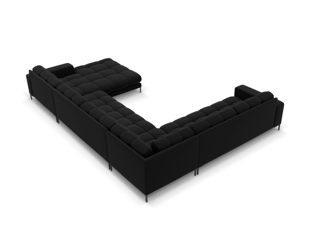 Cosmopolitan Design - Divano panoramico sinistro "Bali" 7 posti in velluto nero 