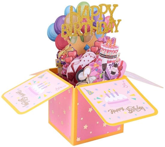 Carta di auguri pop-up creativa multicolore con busta e cartoncino da regalo incluso, dimensioni 17,5 x 8 cm
