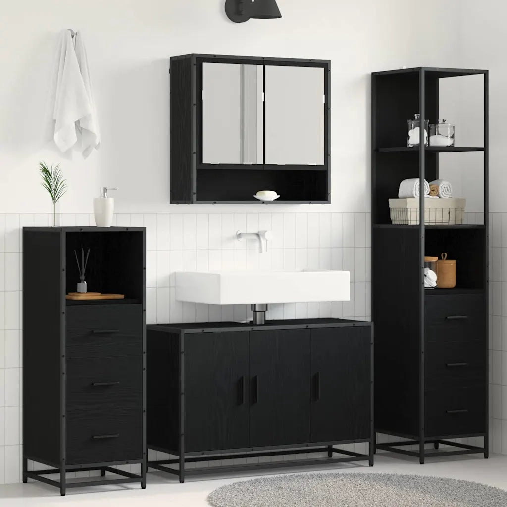 Set di mobili per il bagno con cassetto 3 pcs Legno vecchio