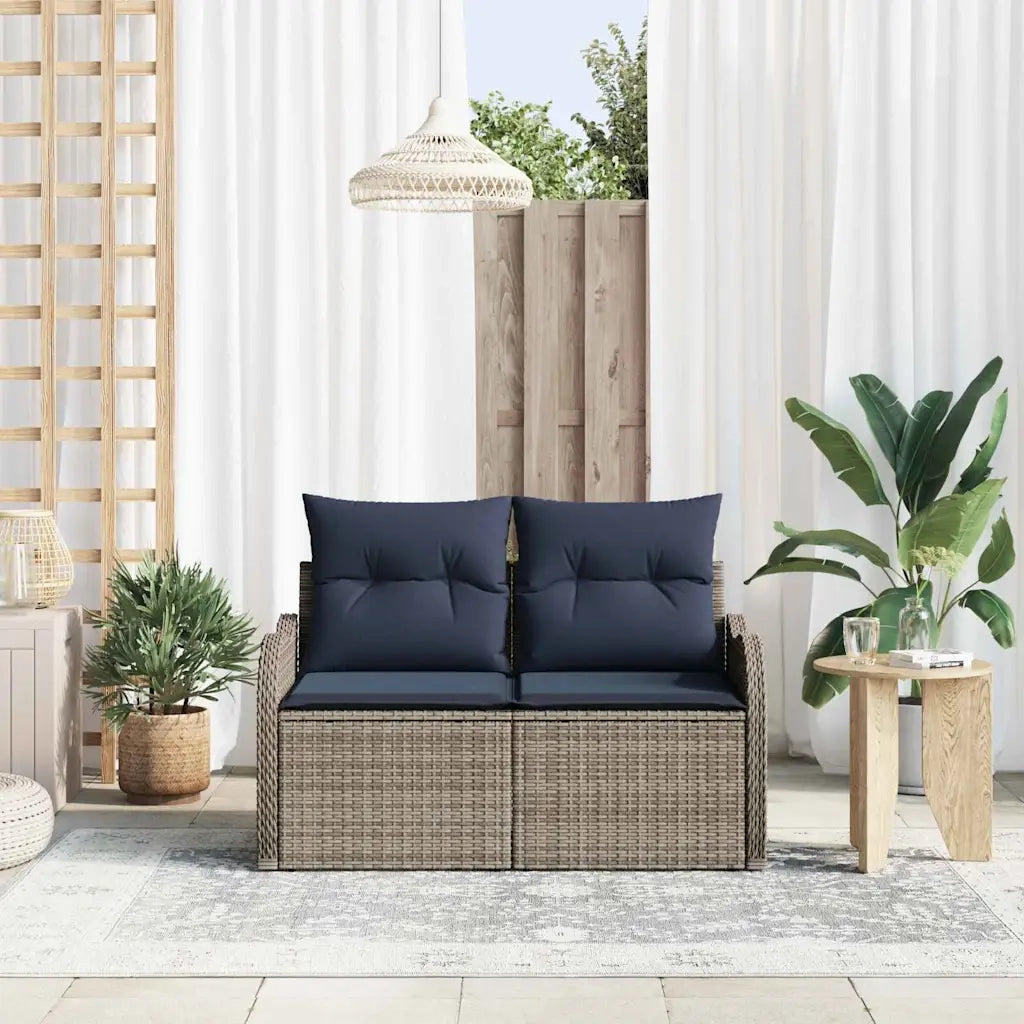 Divano da giardino con cuscino 121 x 62 x 69 cm polyrattan 42006719