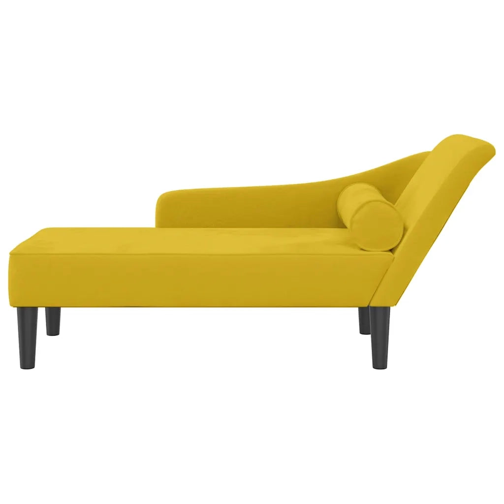 Chaise Longue con Cuscini Giallo in Velluto 4007594