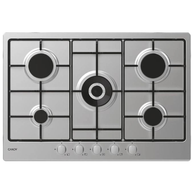 Candy CHW74WX Idea Piano cottura a gas 75 cm 5 fuochi bruciatore wok 4000 W colore Acciaio Inox