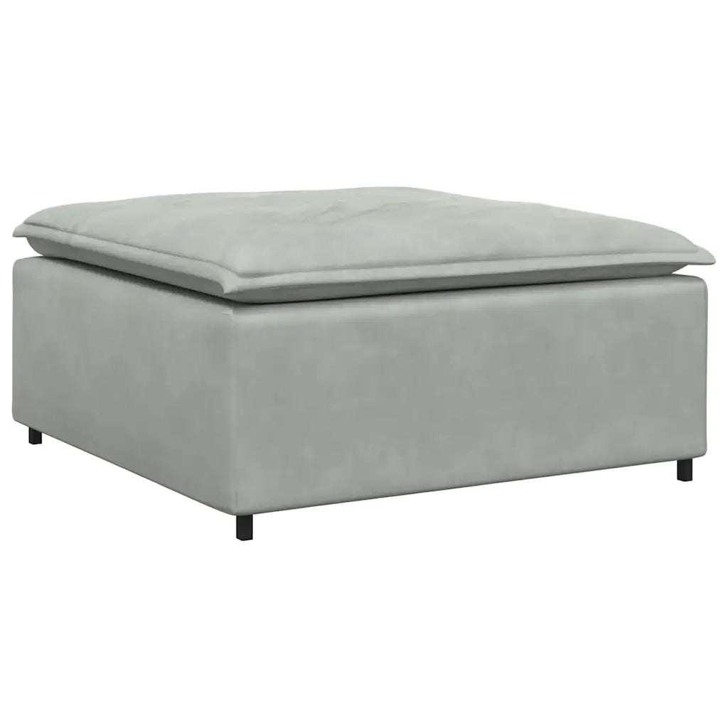 Divano Modulare con Poggiapiedi e Cuscini Velluto Grigio Chiaro 3321189