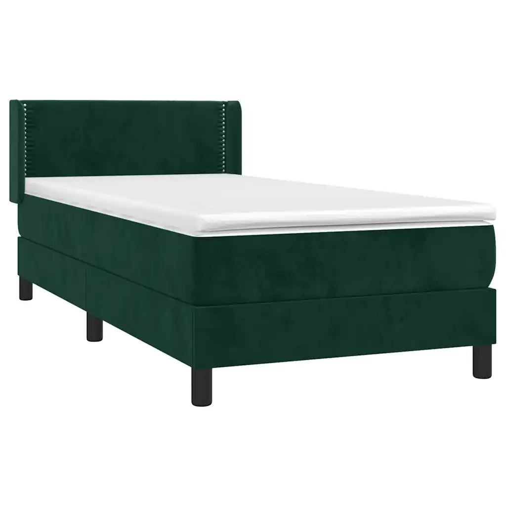 Giroletto a Molle con Materasso-Struttura Letto Verde Scuro 80x200 cm Velluto 740435