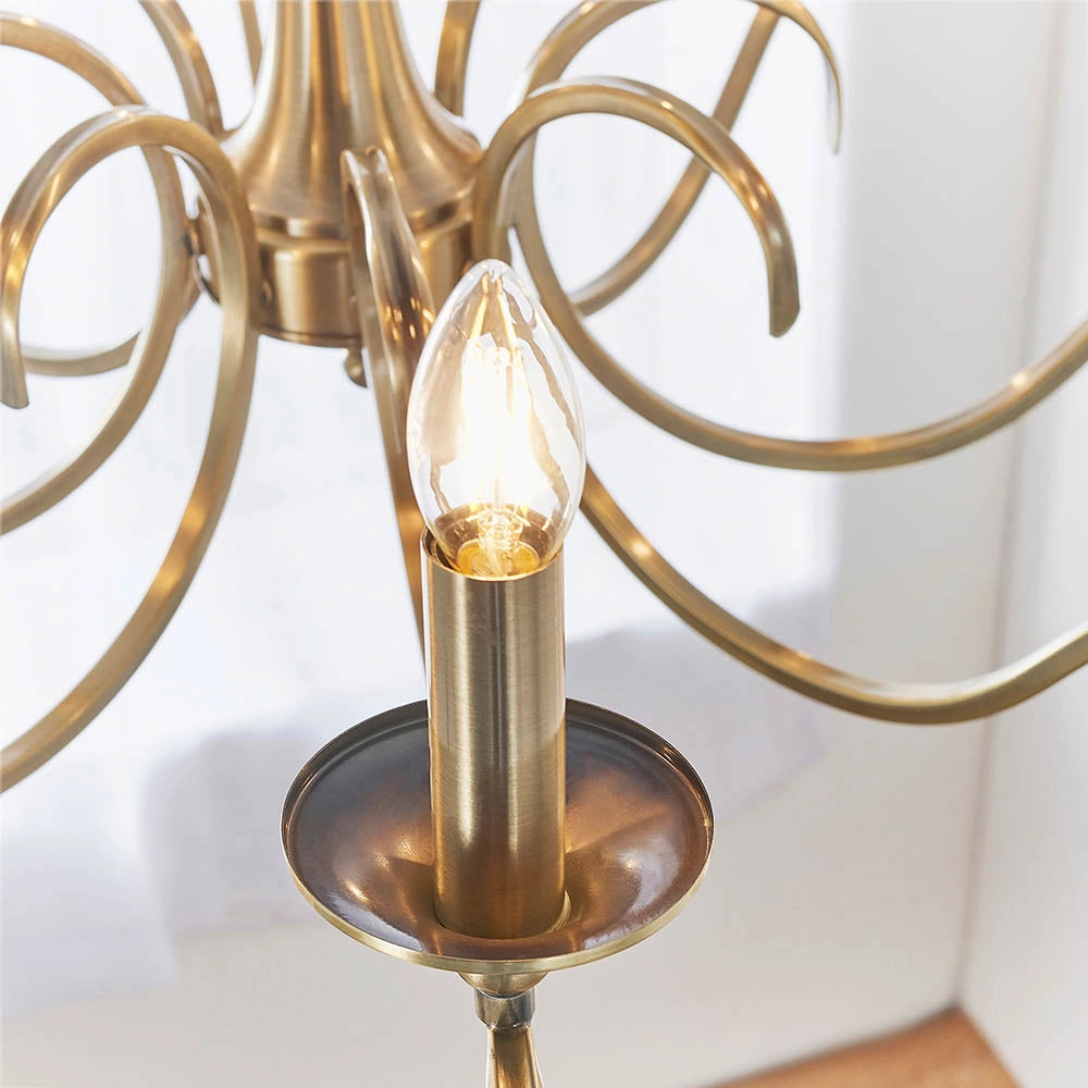 Lampadario a sospensione Kora ottone antico 8xE14 Endon