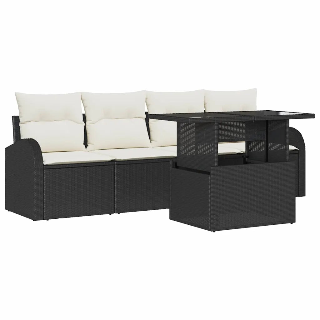 Set Divano da Giardino 5 pcs Nero Rattan in Polipropilene 3357280
