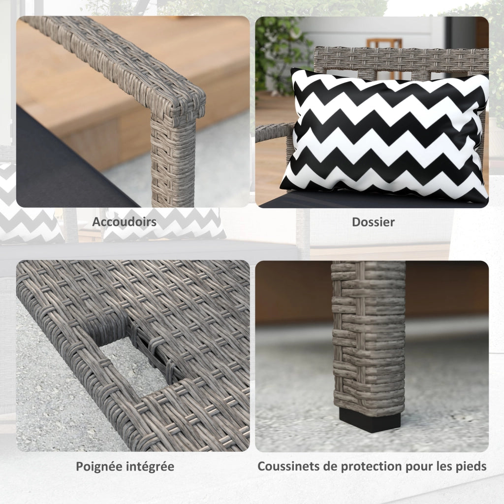 Banca da giardino con contenitore 2 posti ¨C zephmum ¨C 160L rotin PE grigio 112x62x82 cm