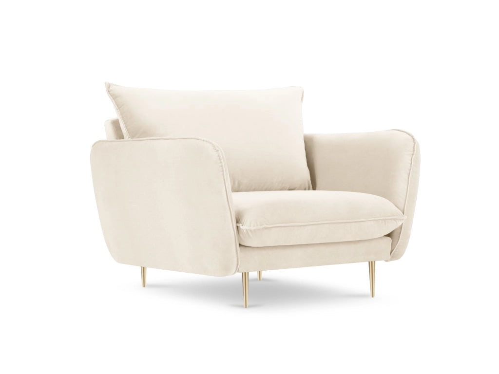 Cosmopolitan Design - Poltrona "Vienna" in velluto beige chiaro 