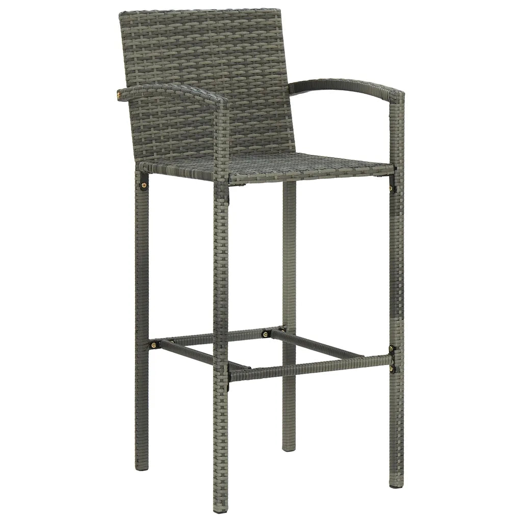 Set Bar da Giardino 5 pz in Polyrattan Grigio