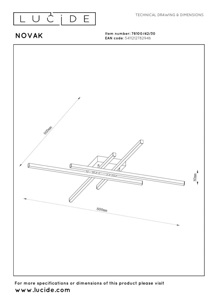 Lampada da soffitto LED nera 4 luci NOVAK Lucide