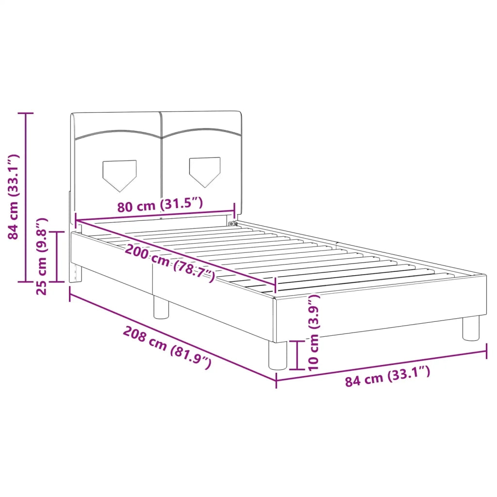 Struttura letto bambini con testata Nero 80 x 200 cm Tessuto 42010991