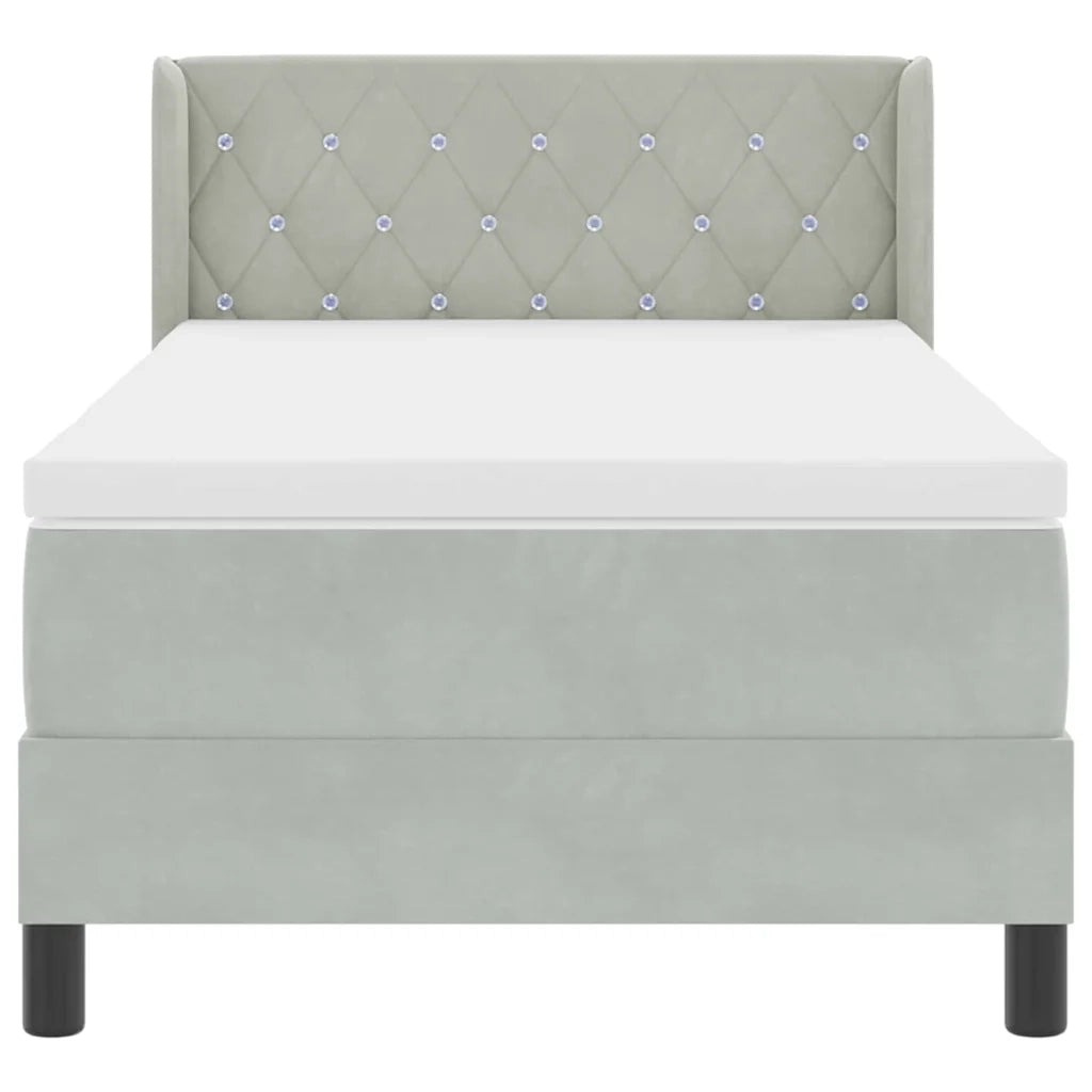 Letto a molle con testiera Grigio chiaro 190 x 90 cm Poliestere