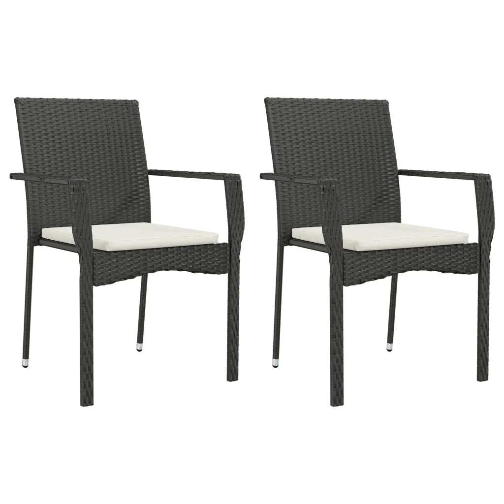 Set da Pranzo da Giardino 9 pz con Cuscini Nero in Polyrattan 3213495
