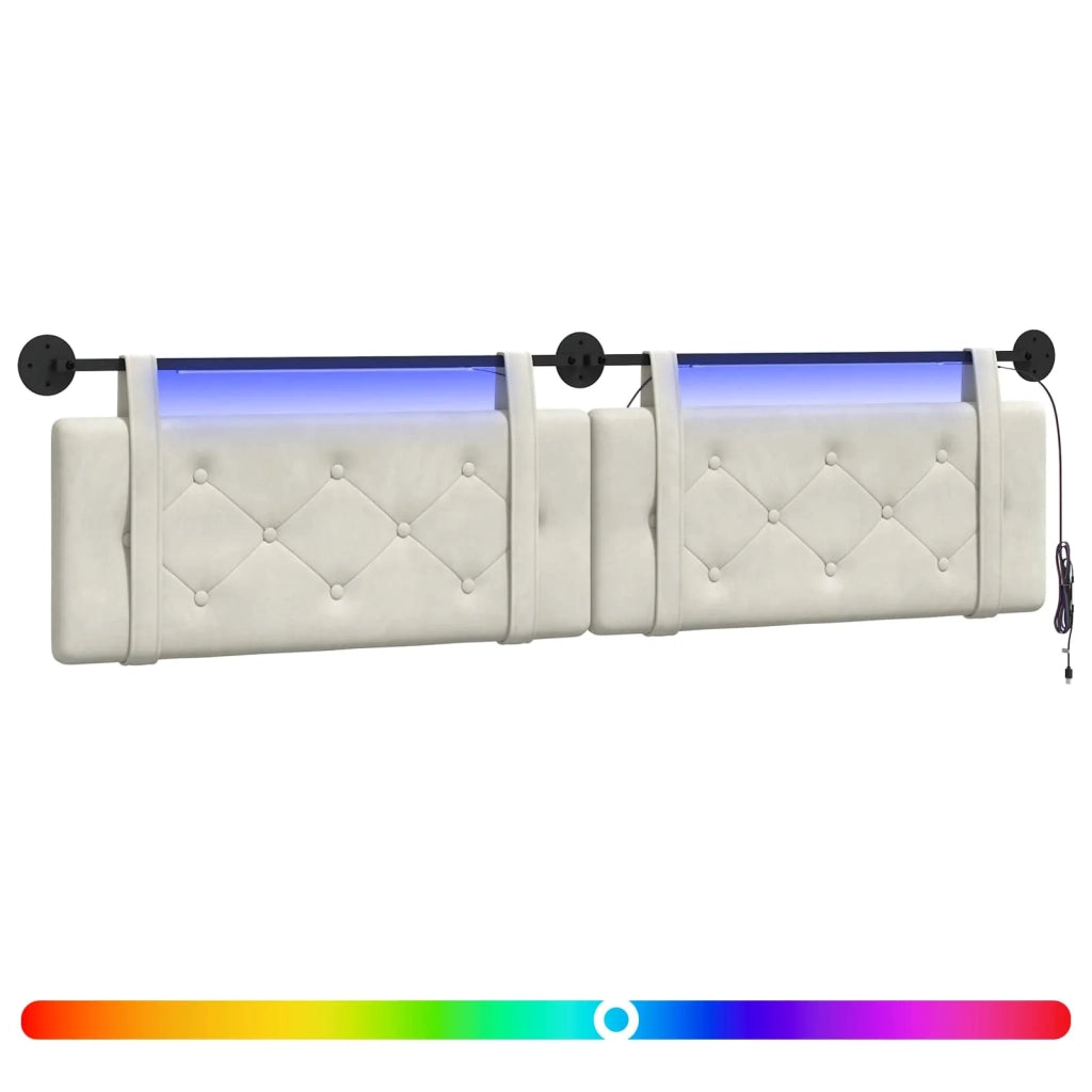 Testiera | Testata sospesa Con luce LED Crema Velluto