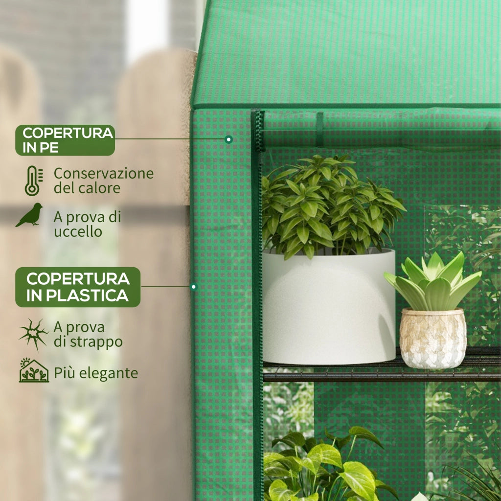 Serra da Giardino con Mensole e Porte ¨C Minimal ¨C Verde 143x46x151cm