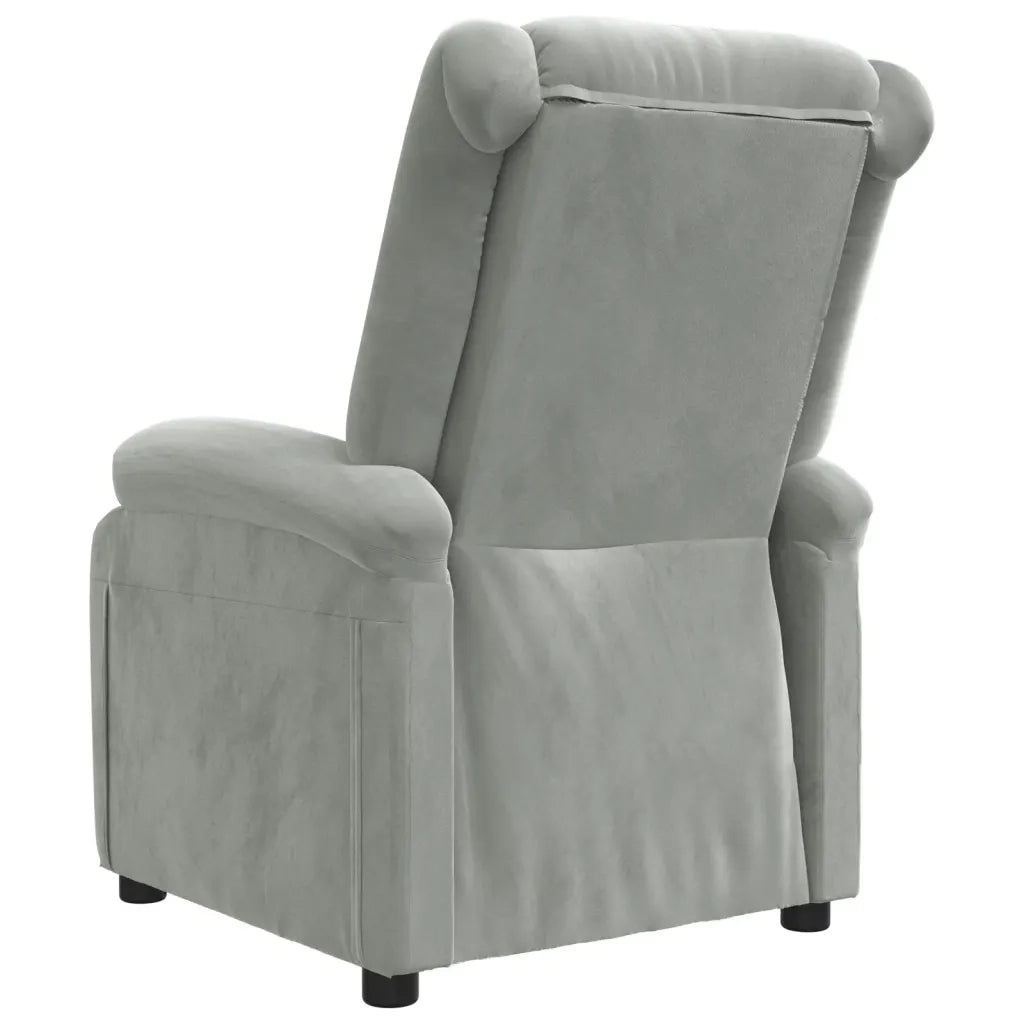 Poltrona | Sedia Relax Reclinabile Grigio Chiaro in Velluto