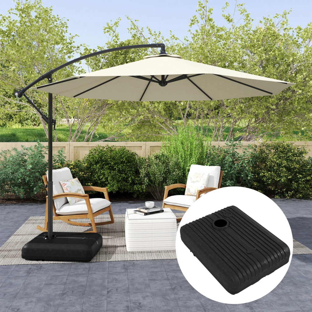 Base Ombrellone Riempibile con Acqua e Sabbia ¨C Minimal ¨C 80x60 cm, Nero