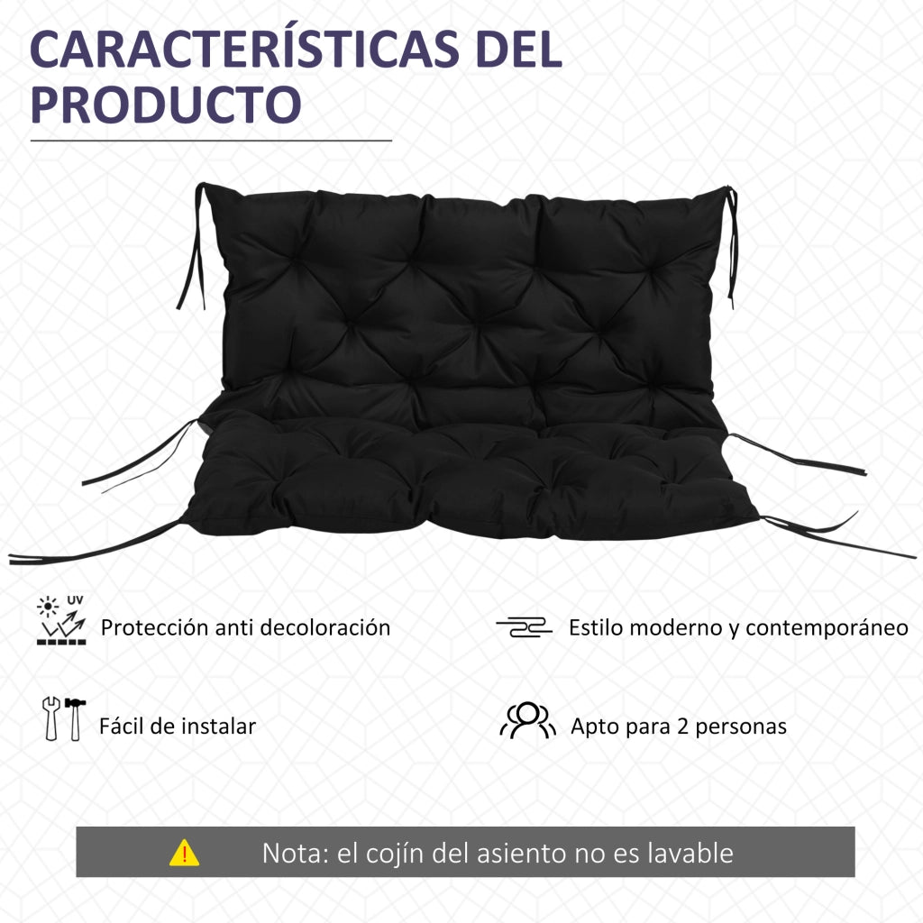 Cuscino per Divano da Giardino 2 Posti ¨C Minimal ¨C Nero 100x98x8 cm