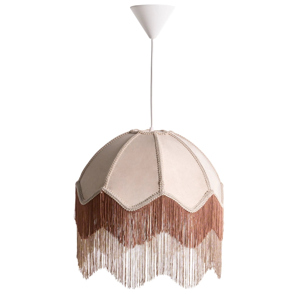 Lampada a sospensione con frange Tessuto beige illuminazione Retro Vintage