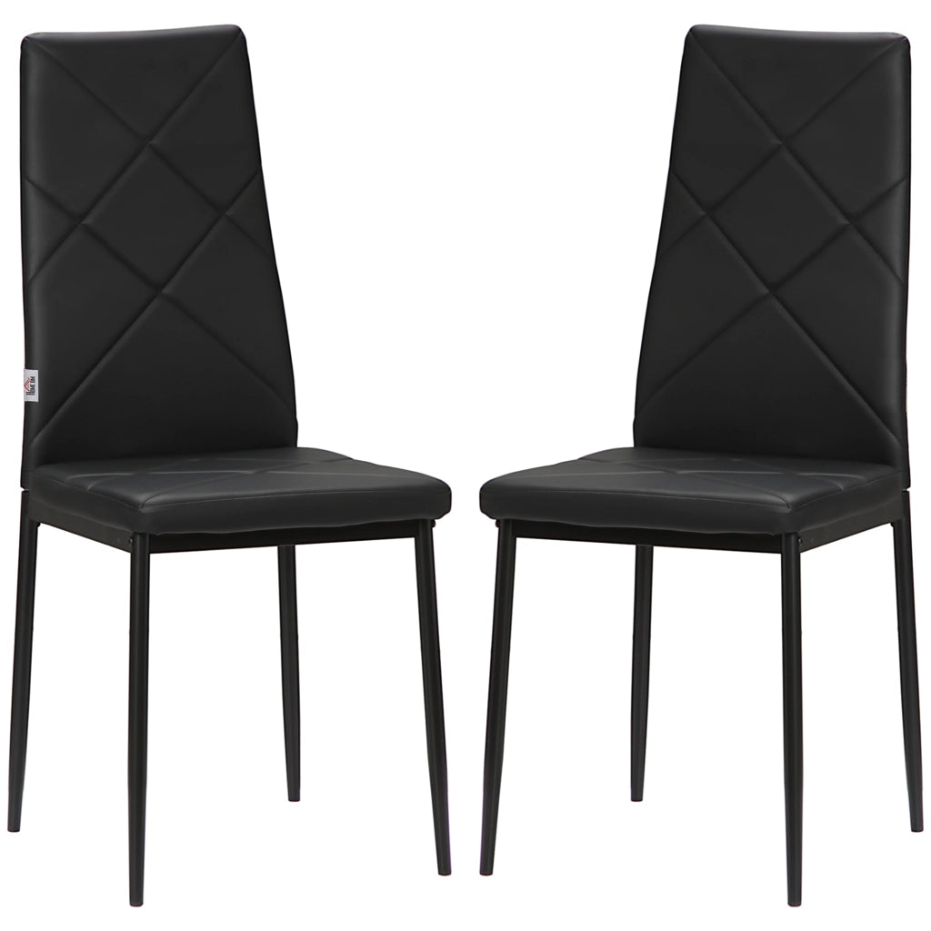 Set di 2 Sedie da Pranzo con Schienale Alto in Similpelle e Metallo ¨C Minimal ¨C Nero 41x50x97 cm