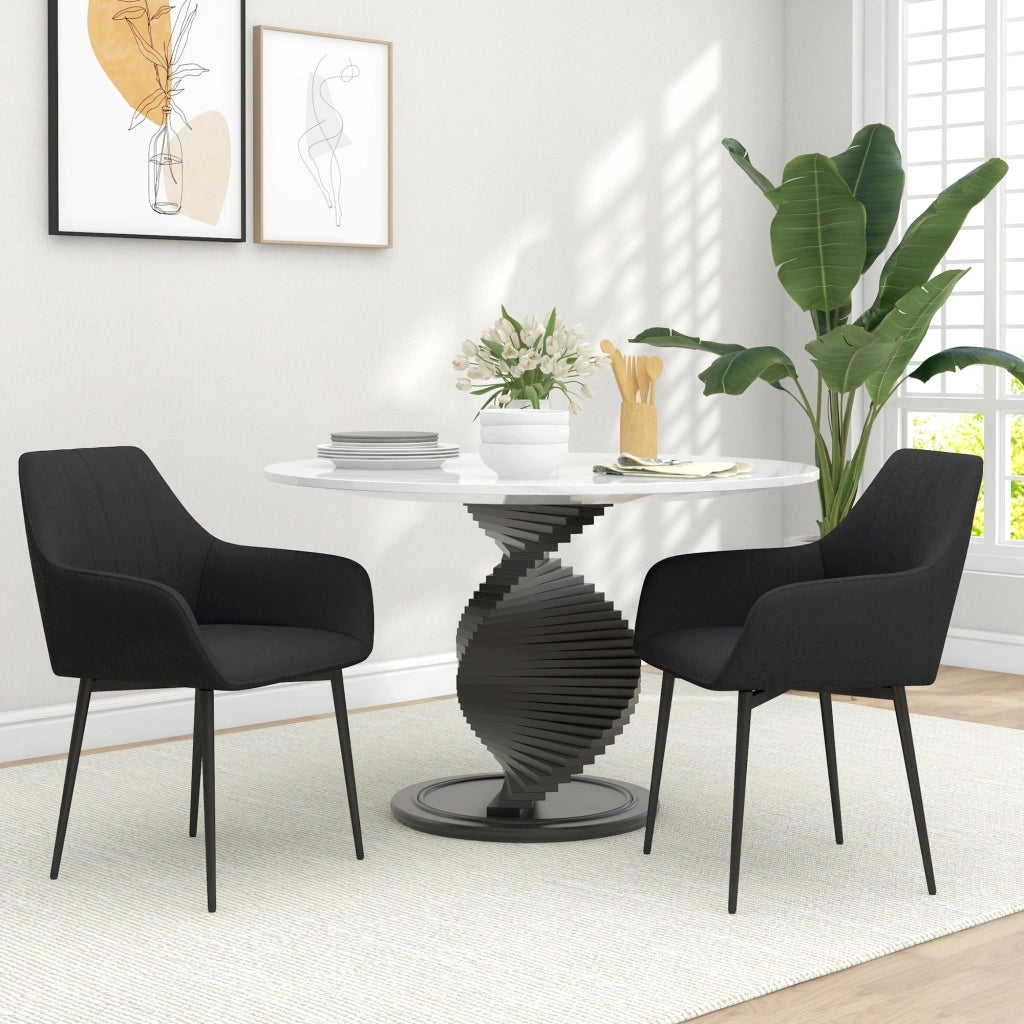 Sedia da Pranzo Design Scandinavo ¨C Minimal ¨C Nero, Metallico, Set 2 Pezzi