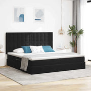 Letto con contenitore e LED con led Nero 200 x 200 cm Velluto
