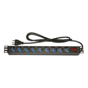 Armadio rack multipresa 9 prese 19 tripolari/schuko con interrutore - LK10053