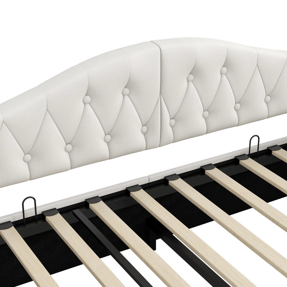 Letto Contenitore Imbottito con LED ¨C MINIMAL ¨C Beige 140x200