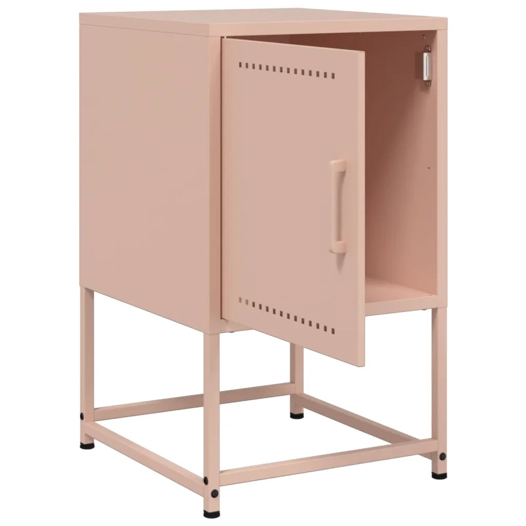 Set di 2 Comodini | Armadio da Notte | Mobiletto da notte Rosa 36x39x60,5 cm in Acciaio