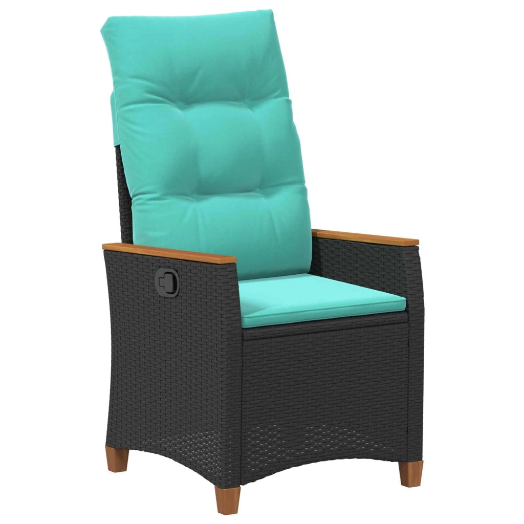 Sedia da giardino reclinabile Nero e Turchese polyrattan 42026863
