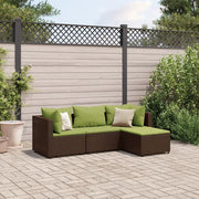 Set Mobili da Giardino 4 pz con Cuscini in Polyrattan Marrone 3308054