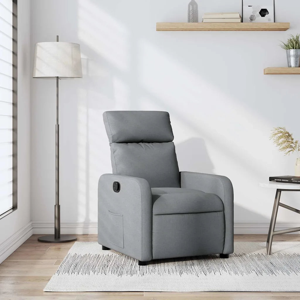 Poltrona | Sedia Relax Reclinabile in Tessuto Grigio Chiaro