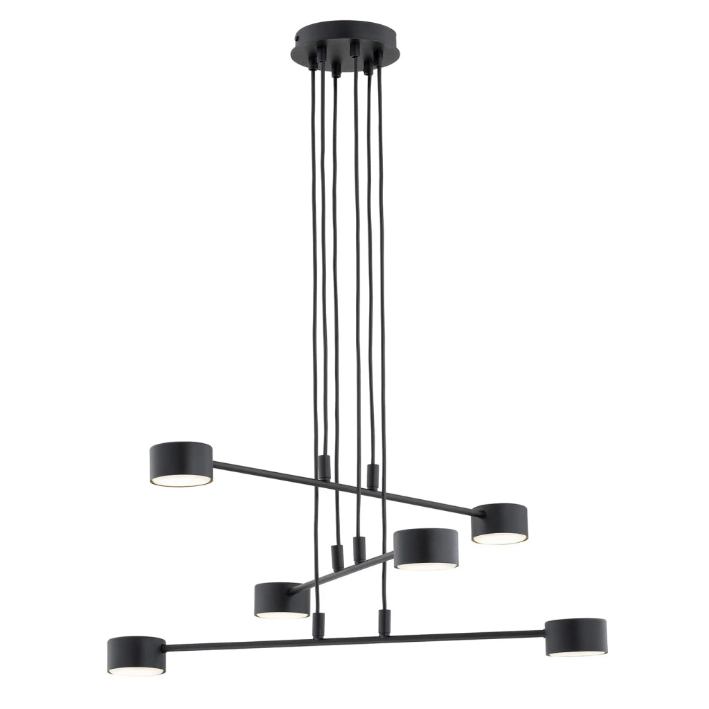 Sospensione Moderna Tefnut 6 Luci In Acciaio Nero