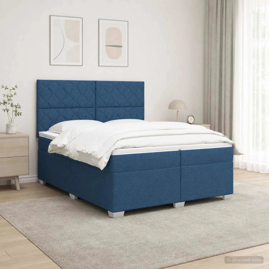 Letto box spring con materasso Blu 200 x 200 cm Tessuto 3454963