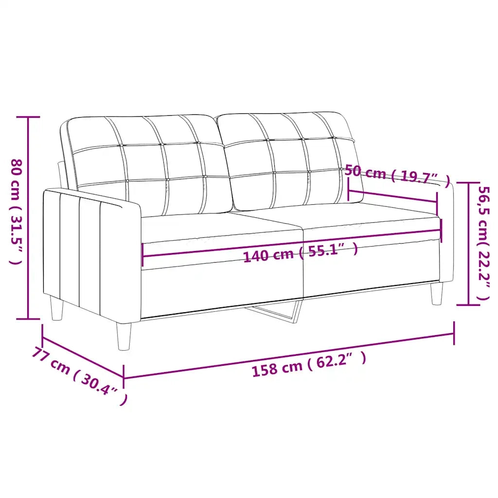 Divano a 2 Posti-Sofa 2 Posti Marrone 140 cm in Tessuto 779257