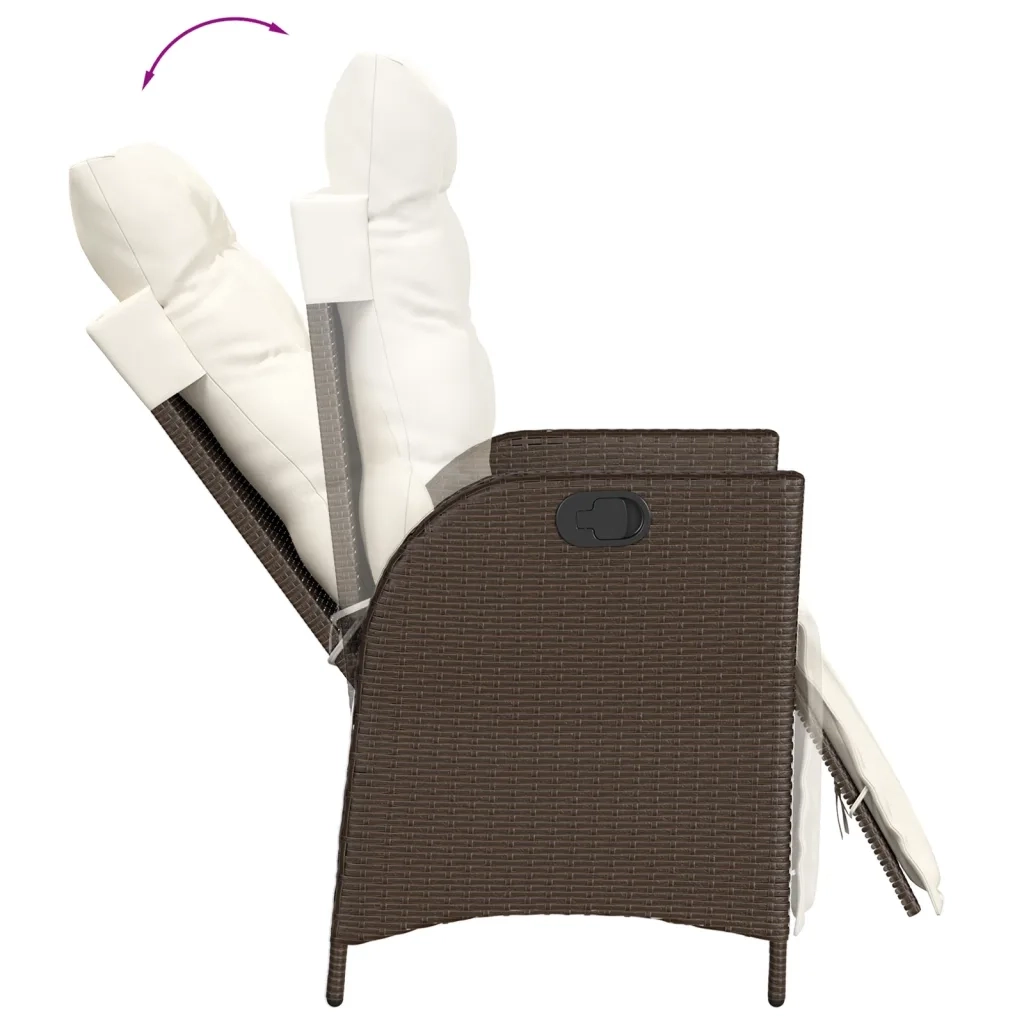 Set da Pranzo da Giardino 5pz con Cuscini in Polyrattan Marrone 3213414