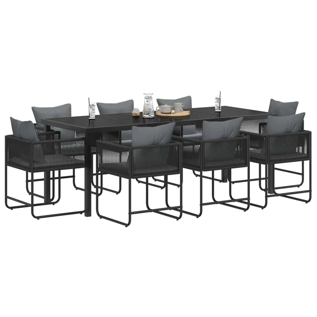 Set da Pranzo per Giardino 9 pcs Nero e antracite 3448910