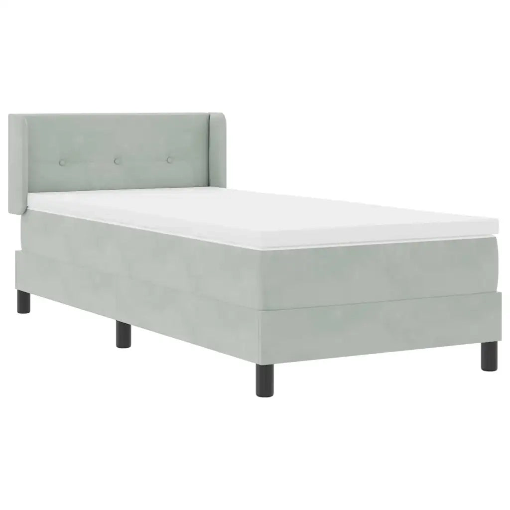 Letto a molle con testiera Grigio chiaro 190 x 90 cm Poliestere