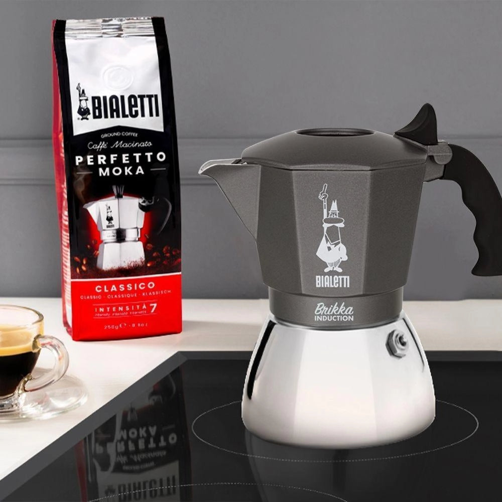 Bialetti 0007317 Brikka Induction Caffettiera Moka 4 tazze per induzione colore Nero
