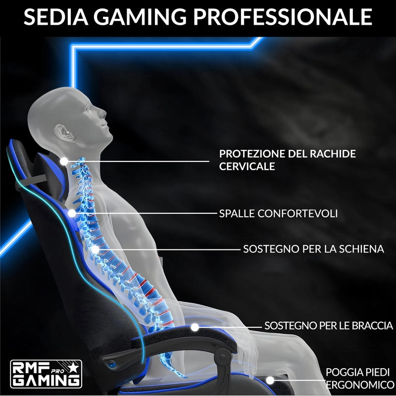 SEDIA DA GAMING COLORE BLU-NERO