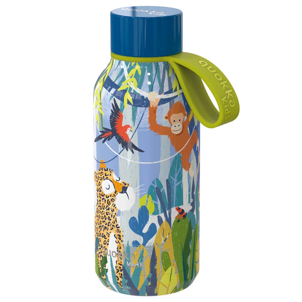 Bottiglia Termica 330ml Modello Solid Kids con Cinghia e Motivo Giungla Multicolore Quokka