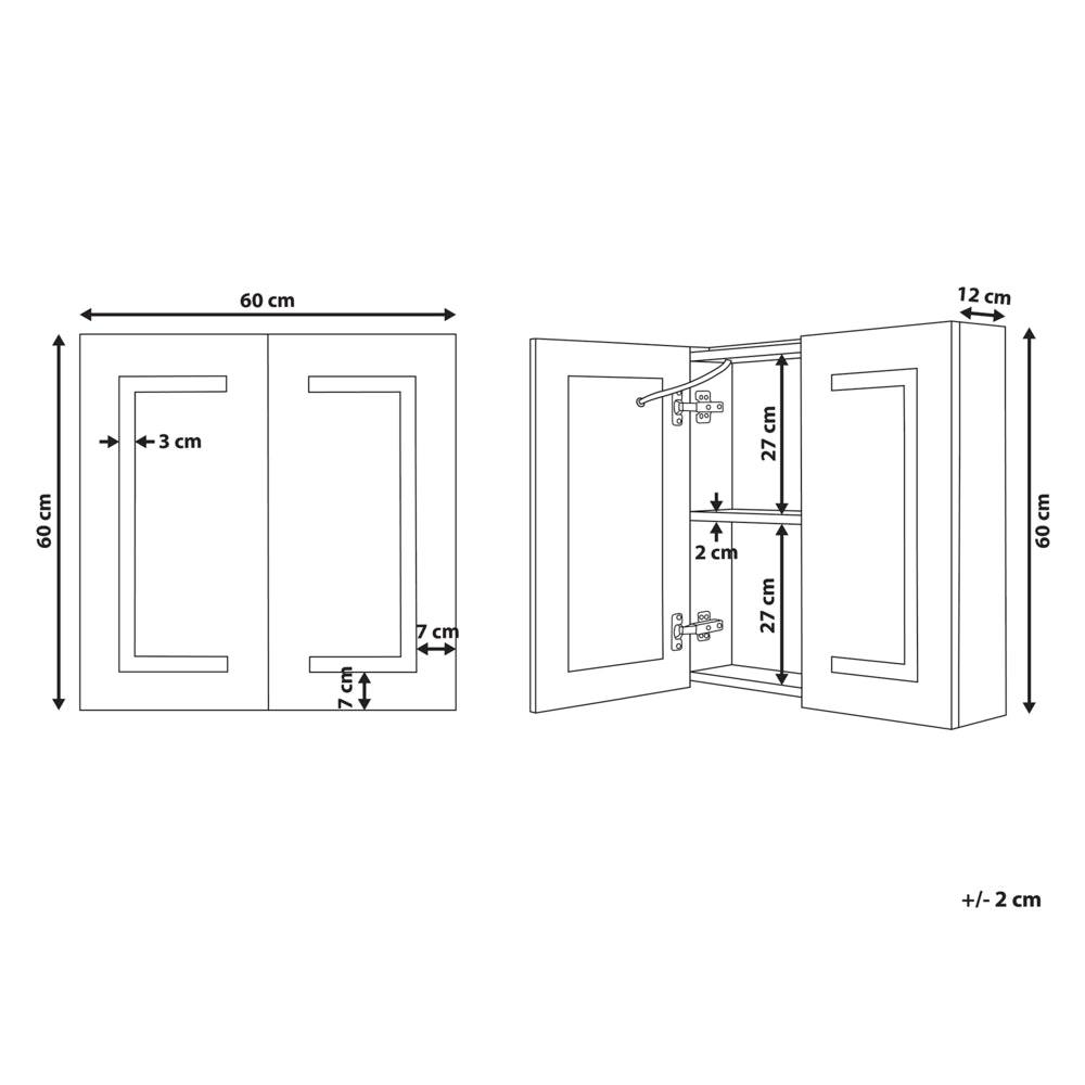 Specchio da bagno in vetro nero e legno con LED 60 x 60 cm Design moderno