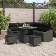 Set Divano da Giardino con cuscino 8 pcs Nero polyrattan 3362649
