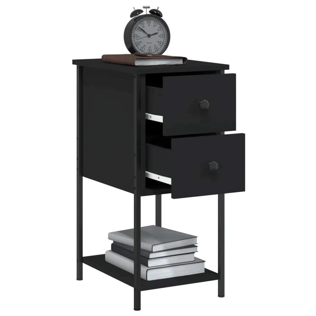 Comodini 2 pz Neri 32x42x70 cm in Legno Multistrato 826094